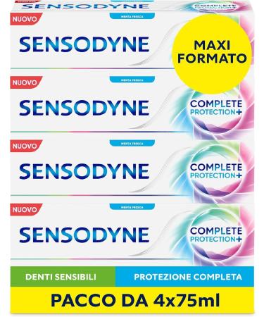  Italian Gourmet E.R. Sensodyne Complete Protection+ Daily Toothpaste for sensitive teeth healthy gums and fresh breath against cavities and plaque fresh mint maxi size 4 x 75 ml - Buy Online on GoSupps.com