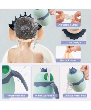 FUNUPUP Baby Shower Cap for Kids - Adjustable Toddler Hair Washing Shield with Shampoo Rinse Cup - Crown Blue - Buy Online on GoSupps.com