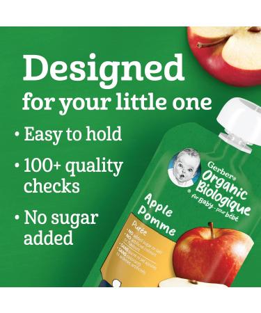 GERBER ORGANIC PUR E Apple Baby Food Meal 6+ months 128 ml 12 Pack Packaging May Vary - Buy Online on GoSupps.com