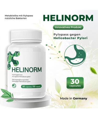 Helinorm Metabiotics with Pylopass | Vegan Supplements for Helicobacter Pylori & Gastritis Relief | 30 Capsules Made in Germany - Buy Online on GoSupps.com