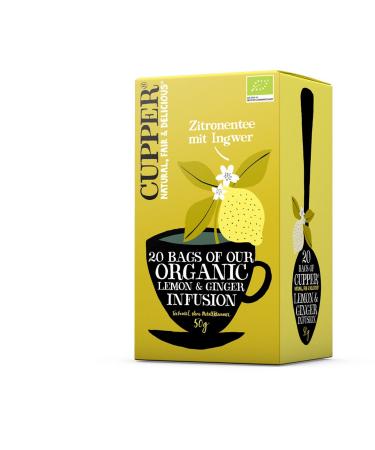 CUPPER Lot de 20 sachets de th au citron au gingembre 50 g