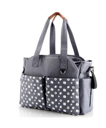 Homlynn Baby Nappy Changing Tote Bag Satchel Messenger Travel Diaper Weekender Bag w/Pram Straps 12 Pockets Large Storage Space for All Baby Accessories(Classic Grey) Dark Grey - Buy Online on GoSupps.com