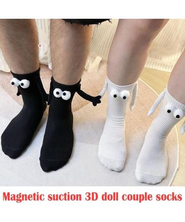 3D Couple Socks - Funny Magnetic Suction Design - Black & White 4 Pairs - Buy Online on GoSupps.com