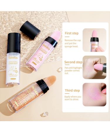 GECOMO Hellokiss Highlighter Stick- Pink Shimming Powder for Eyes, Face & Body - Tiktok Makeup - Buy Online on GoSupps.com