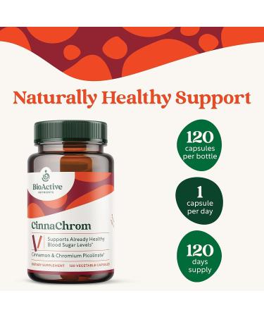 BioActive Nutrients CinnaChrom Chromium Picolinate Cinnamon Capsules - 120 Capsules, Gluten-Free Vegetable Supplement for Overall Health - Buy Online on GoSupps.com