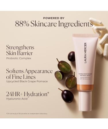 Laura Mercier Tinted Moisturizer Natural Dewy with SPF 30: 24HR+ Hydration Long Lasting Sheer to Light Buildable Coverage Dewy Finish Improve Skin Tone and Texture Skin Tint 1.5 Ounce (Full Size) 3N Sand- Light Medium  - Buy Online on GoSupps.com