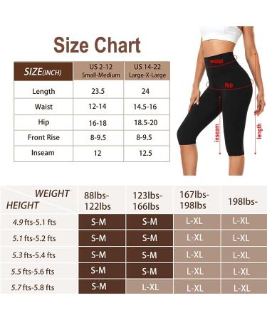 Women's High Waisted Capri Leggings with Pockets - Black, L-XL - Buy Online on GoSupps.com