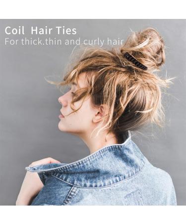 Set of 12 Spiral Hair Ties in 4 Colours Phone Cord Design Ponytail Holder or Hair Band Elastic Hair Bands for Women and Girls - Buy Online on GoSupps.com