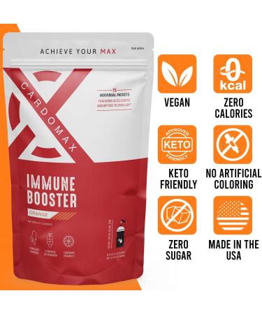 Immune Booster Liquid Drink Mix with Ginseng & Vitamin C - Orange Flavor Stick Packets (15 Count) - Enhance Immune Support Worldwide - Buy Online on GoSupps.com