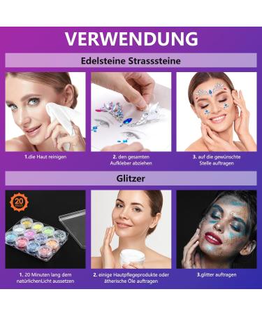 Shop Gemstone Rhinestones & Glitter Face Stickers Self-Adhesive Jewelry Stones for Masquerade Party Makeup | Ogodeal - Buy Online on GoSupps.com