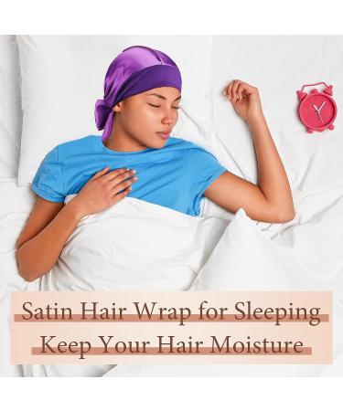 4-Piece Silk Hair Wrap Set for Sleeping - Satin Edge Scarf & Bonnet - Multicolor Silk Sleep Cap for Women & Girls - Buy Online on GoSupps.com