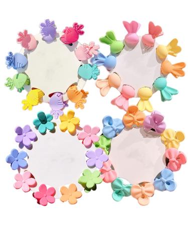 SUKPSY 40 Pcs Baby Girls Hair Claw Clips Mini Beautiful Cute Princess Hair Accessories 4 Style Candy Color Hair Pin Flower Hair Clips for Teens Kids Toddlers Girls
