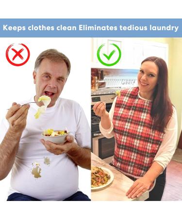 Sumotia Adult Bibs - 3 Waterproof Reusable Protection with Check Pattern | International Shipping Available - Buy Online on GoSupps.com