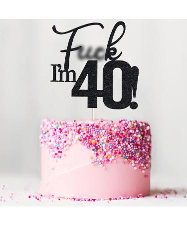 VIKY 40th Birthday Cake Topper | Glittery Kuchendeko for Men | Black 40th Birthday Party Decoration | Celebrate in Style - Buy Online on GoSupps.com