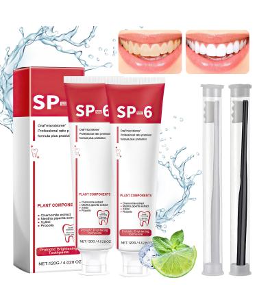 Sp-6 Ultra Whitening Sp 6 Toothpaste Ultra Whitening Toothpaste Sp - 6 Probiotic Brightening Toothpaste Deep Cleaning Care Toothpaste Sp-6 Toothpaste Fresh Breath (2PCS)
