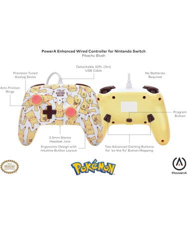 PowerA Enhanced Wired Controller for Nintendo Switch - Pikachu Blush | Officially Licensed - Buy Online on GoSupps.com