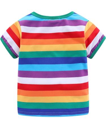 Mud Kingdom Little Boys T-Shirt 18-24 Months Green Rainbow Stripe | Short Sleeve - Buy Online on GoSupps.com