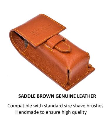 Parker Safety Razor Genuine Leather Travel Shaving Brush Case - Saddle Brown | Premium Shaving Accessories for Men - Buy Online on GoSupps.com
