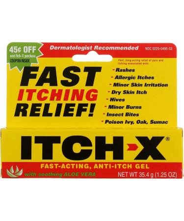 ITCH-X Anti-Itch Gel 1.25 oz (Pack of 2) - Fast-Acting Relief for Itchy Skin - Buy Online on GoSupps.com