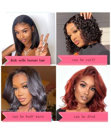 10 Inch Black Bob Wig Human Hair 13x4 HD Frontal 180% Density for Black Women - Buy Online on GoSupps.com