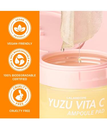 LALARECIPE Yuzu Vitamin C Toner Pads 71% Yuzu Extract with 5% Niacinamide & 12 Vitamins Exfoliating with Glutathione AHA PHA For All Skin Types Korean Skin Care 80 Pads (5.07 Fl Oz) - Buy Online on GoSupps.com