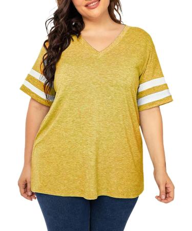 Shop Women's Basic Round Neck T-Shirt | Short Sleeve Cotton Tops in White & Yellow | International Shipping Available - Buy Online on GoSupps.com