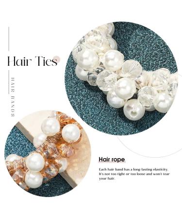 Brinie White Pearl Hair Ties - Pack of 2 Elastic Hair Bands with Rhinestone Ponytail Holder for Women and Girls - Buy Online on GoSupps.com