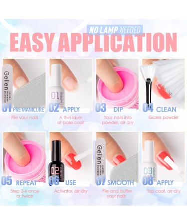 Gellen Dip Powder Nail Kit - 12 Colors Acrylic Dipping Starter Set for French Manicure DIY Nail Art - Buy Online on GoSupps.com