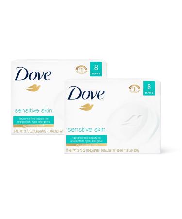 Dove Beauty Bar More Moisturizing Than Bar Soap Sensitive Skin Effectively Washes Away Bacteria  Nourishes Your Skin 3.75 oz 16 Bars