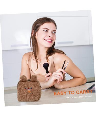 Healifty Plush Aunt Towel Bag Purse for Girls | Zip Around Mini Coin Pouch | Menstrual Pad Bag | Brown 13.5X13.5CM - Buy Online on GoSupps.com