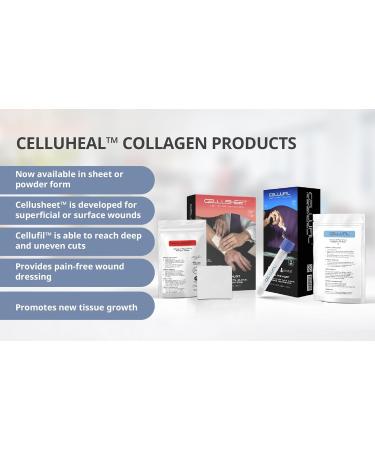 Celluheal Cellufil Collagen Particles for Advanced Wound Care - Box of 5 Vials - 100% Non-Hydrolyzed Bovine Collagen for Tissue Regeneration First Aid & Minor Bleeding - Buy Online on GoSupps.com
