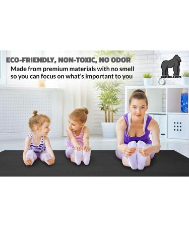 Gorilla Mats Premium Large Yoga Mat 6' x 4' x 8mm - Non-Toxic, Non-Slip Barefoot Exercise Mat for Home Workouts - Onyx Black/Grey - Buy Online on GoSupps.com