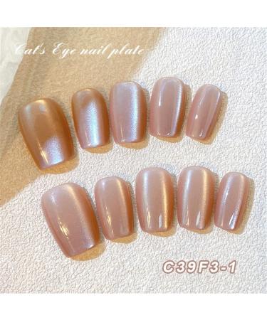TQUXNGA Cats Eye Champagne Artificial Nails French Tip False Nails Detachable Press On Nail Full Cover False Nails for Women - Buy Online on GoSupps.com