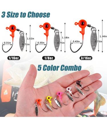 20pcs Fishing Jig Heads Kit with Spinner Blade for Bass Trout Walleye - 1/8oz Flat Round Ball Head 3D Eyes Crappie Jig Head - Buy Online on GoSupps.com