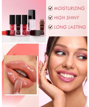 Hydrating Lip Glow Reviver Oil - Tinted Plumping Lip Oil Gloss for Dry Lips | Long Lasting Moisturizing Lip Stain & High Shine Lip Glaze - 04 Jam - Buy Online on GoSupps.com