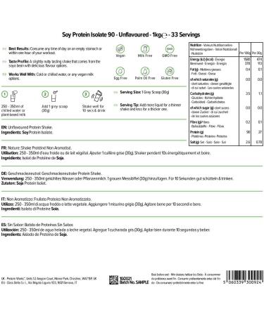 Soy Protein Isolate Powder | 100% Plant-Based | Low Fat, No Added Sugar | Gluten-Free | 1kg Unflavoured - Buy Online on GoSupps.com