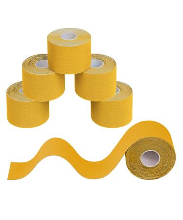 BB Sport 6 Roles Kinesiology Tape 5 cm x 5 m Many colors e-book application brochure Physio Tape Set Elastic Waterproof Muscle Strapping Bands Color: Yellow