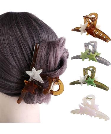 Vctitil Five-pointed Star Acrylic Hair Claws Hair Clips Ponytail Holders Shark Clip Barrettes Hair Accessories for Women Girl Thin Thick Hair(pink) - Buy Online on GoSupps.com