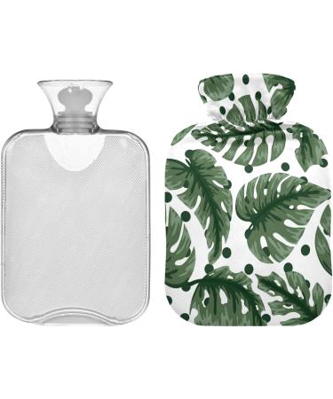 NAANLE Palm Leaf Polka Dot Hot Water Bottle 1L Transparent Cover for Menstrual Cramps Pain Relief & Heat Therapy | International Shipping - Buy Online on GoSupps.com