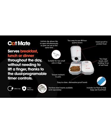 Cat Mate Timed Automatic Feeder Two bowl feeder - Buy Online on GoSupps.com