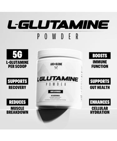 Axe & Sledge Basics Glutamine | 5g Pure L-Glutamine Per Serving Unflavored 40 Servings | No Fillers Sweeteners or Artificial Substances Supports Muscle Recovery & Performance - Buy Online on GoSupps.com