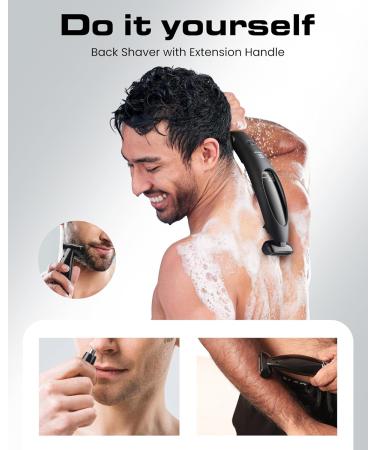 Ferrisa Back Razor for Men | Long Handle Body Trimmer & Electric Facial Razor | Nasal Hair Trimmer with Replaceable Heads - Buy Online on GoSupps.com