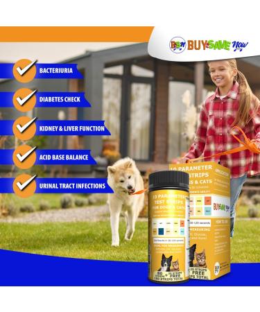 Pet Test Strips: Accurate Urine Monitoring Kit for Dogs, Cats & Other Pets - Blood Glucose, pH, Specific Gravity, UTI & Kidney Health Tests - Buy Online on GoSupps.com