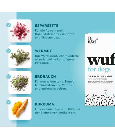 Dr. Sam Wufit Dogs Wurmkur Tablets - 100% Plant-Based Support for Dogs Over 40kg | Natural Gastrointestinal Health After Worm Infestation - Buy Online on GoSupps.com