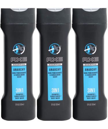 Axe Anarchy 3-in-1 Shampoo, Conditioner & Body Wash, Dark Pomegranate & Sandalwood Scent, 12 Ounce (Pack of 3)