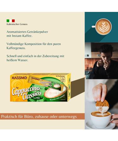  MASSIMO MASSIMO Classico Cappuccino 160 Sticks 16 x 10 Sticks 12.5g Cocoa Powder Soluble Coffee Instant Capccino Quick Brew - Buy Online on GoSupps.com