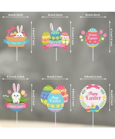 Adorable Happy Easter Egg Cupcake Toppers for Kids Set of 18 - These are bunny decorations that boys and girls will love at Easter parties baby showers and themed birthday parties - SugarGera - Buy Online on GoSupps.com