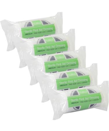5 x CMS Medical Medium Sterile First Aid Wound Injury Dressing Bandages 12x12cm 5 Count (Pack of 1)
