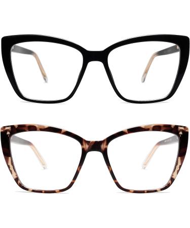 Shop AMOMOMA Trendy TR90 Oversized Blue Light Reading Glasses for Women | Stylish Square Cat Eye Design | AM6031 C1 Black & C6 Tortoise - International Shipping Available - Buy Online on GoSupps.com