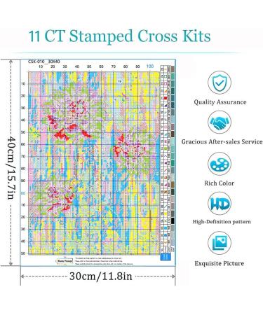 AICHEL Cross Stitch Kit for Adults - Easy 11CT Stamped Crossstitch Kit for Beginners - Flower Design - 11.8x15.7inch - Buy Online on GoSupps.com